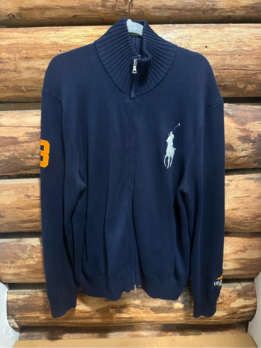 💙Like New XL Ralph Lauren Navy Full-Zip Polo Player Sweater